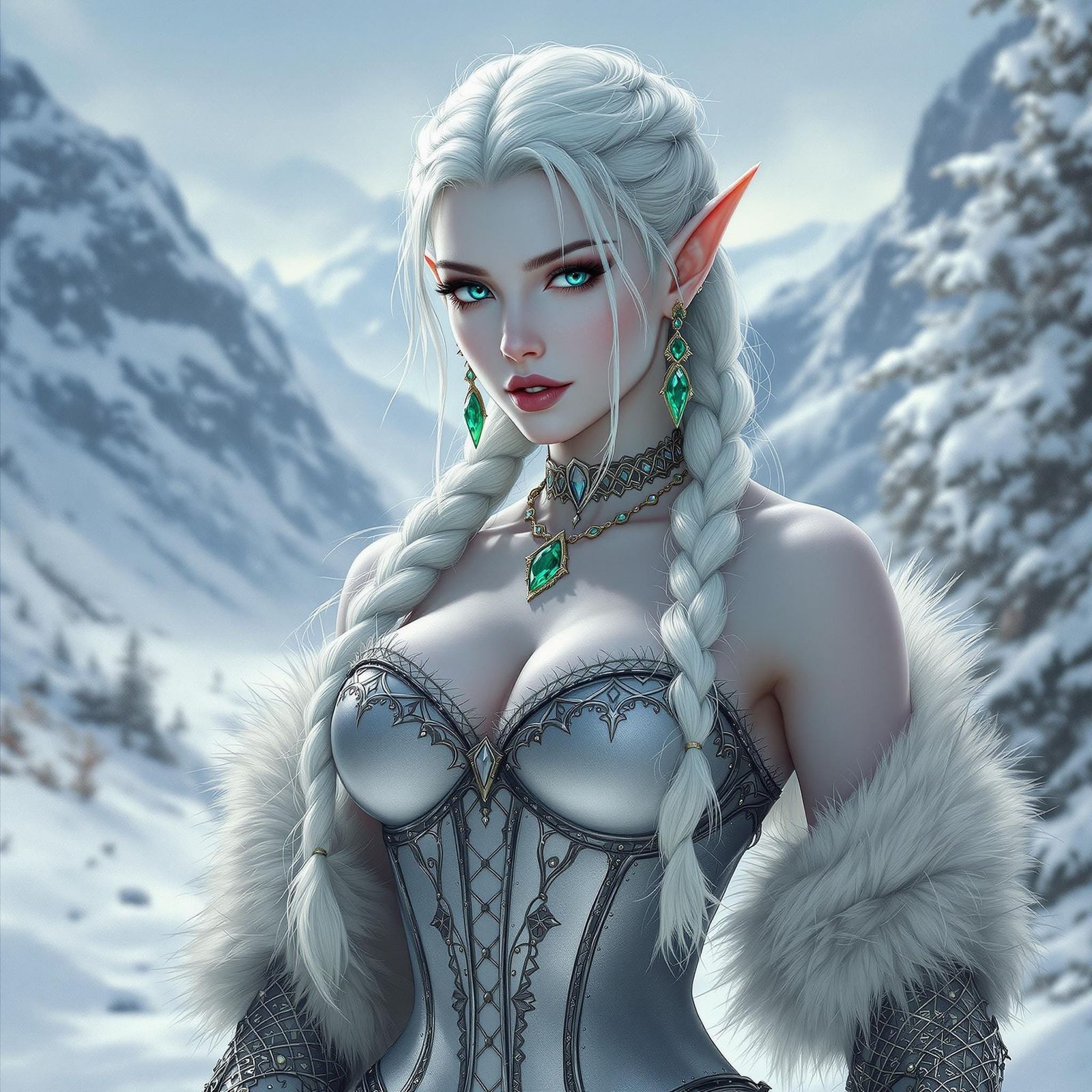 Ethereal Snow Elf Maiden in Winter Wonderland