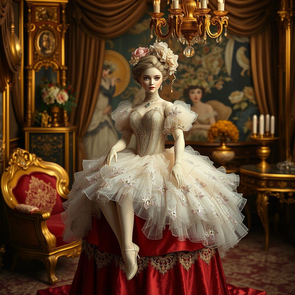 Belle Époque Doll Posing in Klimt's Art Studio