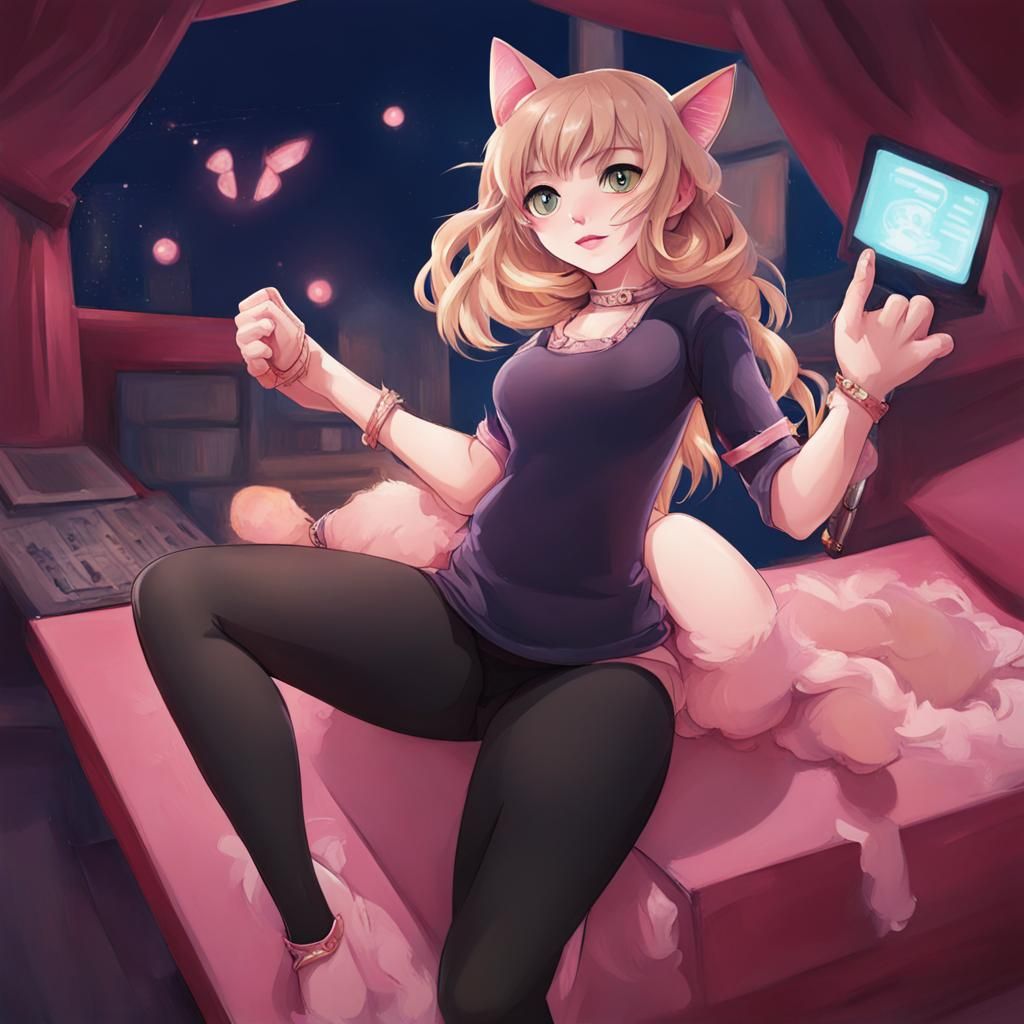 Stylized Cat Girl Generated by AI