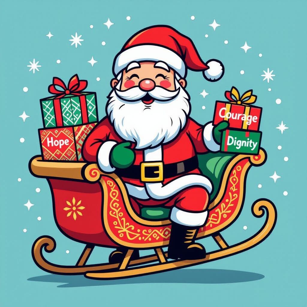 Embroidery Style Santa Claus with Keffiyeh