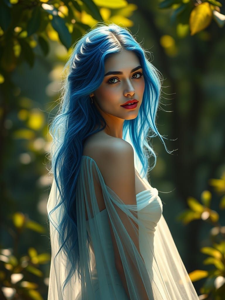 Ethereal Goddess of Love in Vibrant Forest