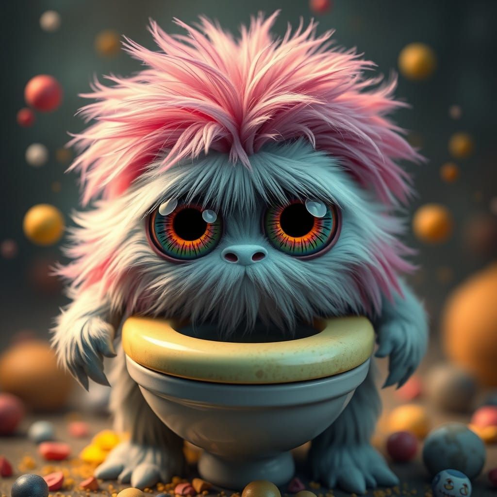 Friendly Toilet Monster in Fantastical Style