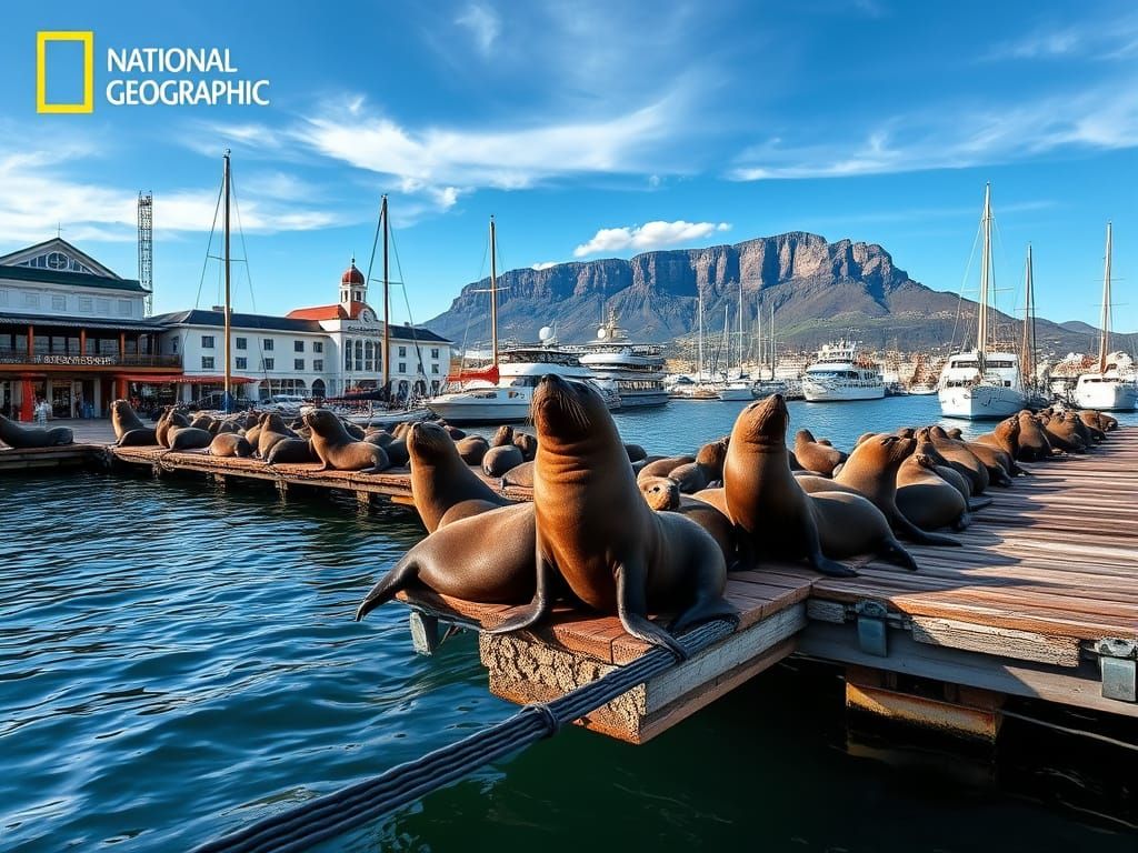 Cape Fur Seals at the V&A Waterfront, Cape Town in Hyperreal...