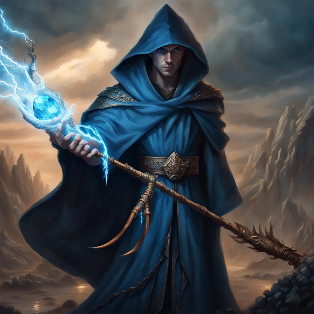 Mage and Wind Dragon Fantasy Concept Art