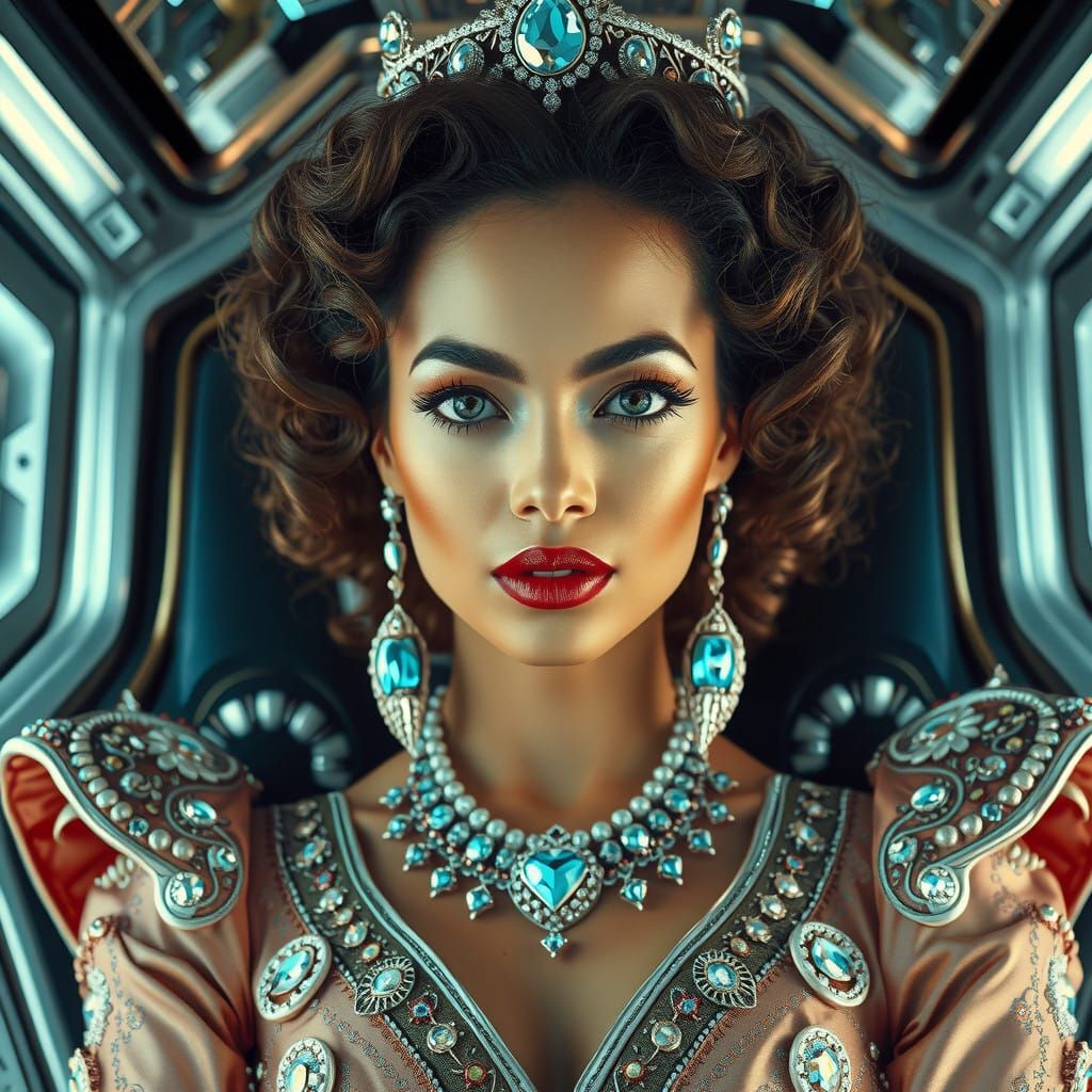 Regal Space Princess in Futuristic Opulence