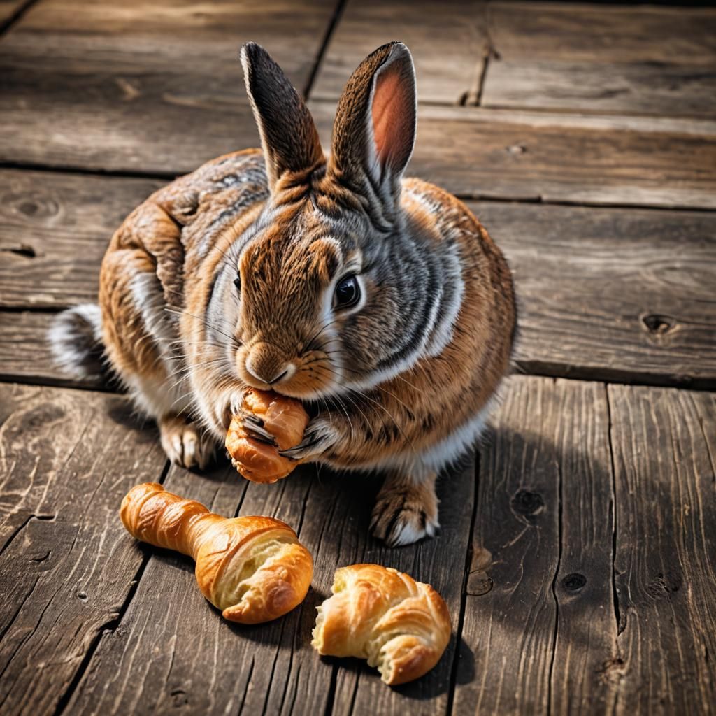 Rabbit Eats Croissant: Hyperrealistic Wildlife Photography
