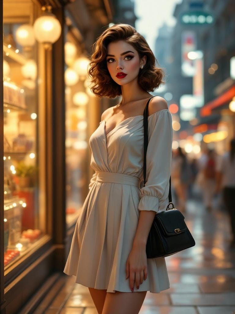 Anime Pin-Up Girl in Painterly Style