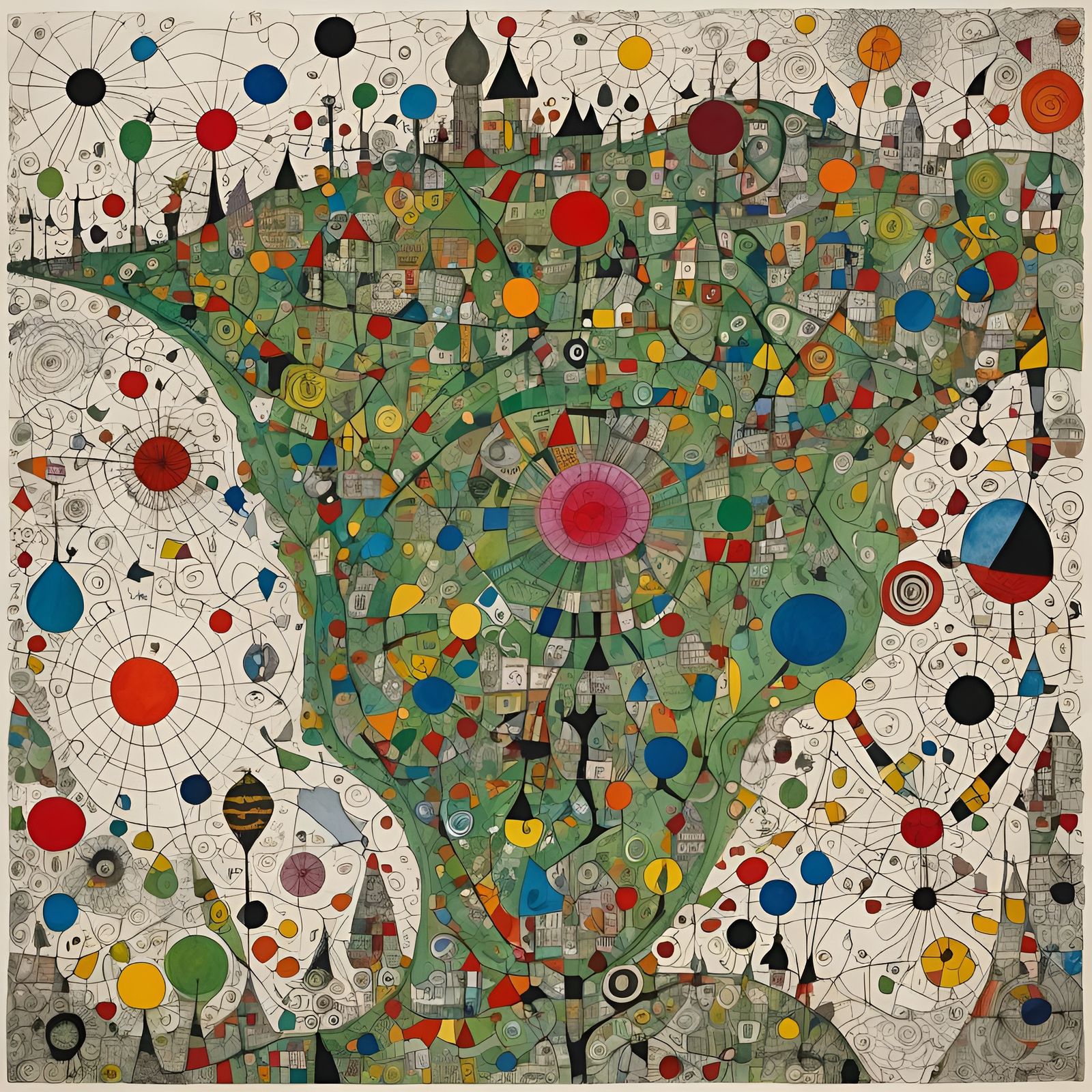 Doodle Map of Imaginary World in Doodle Style