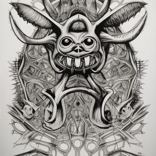 Menacing Pikachu in Satanic Occult Style