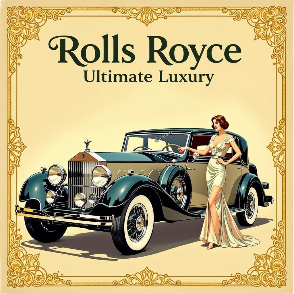 1930s Rolls Royce Car in Art Deco Style