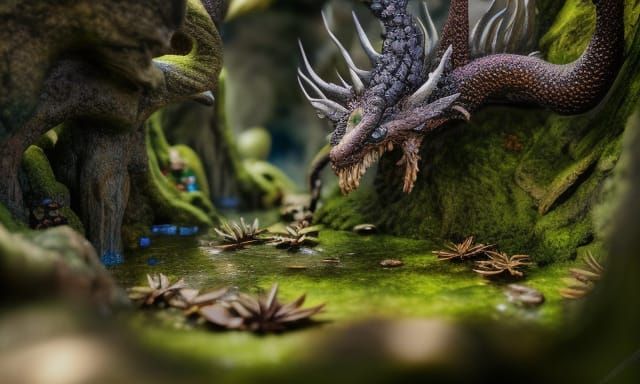Epic Dragon Diorama with Clockpunk and Steampunk Elements