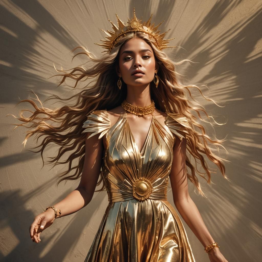 Golden Sun Goddess in Vogue Style