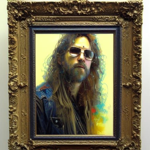 Dieselpunk Hippie Portrait as Oil Painting