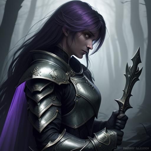 Dragonfolk Paladin in Misty Forest, Dark Fantasy Art