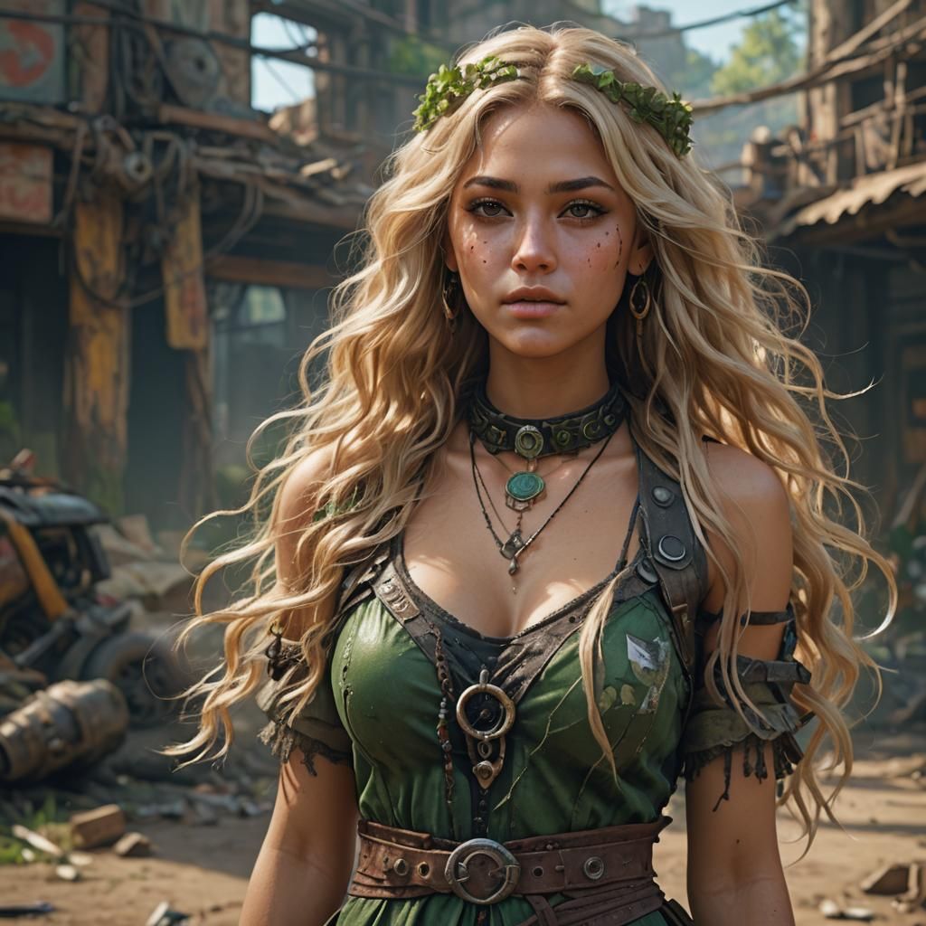 Post-Apocalyptic Latina in Gypsy Dress, Detailed Lighting