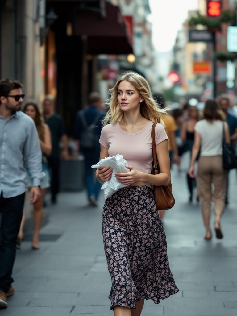 Young Woman in Urban Street Context
