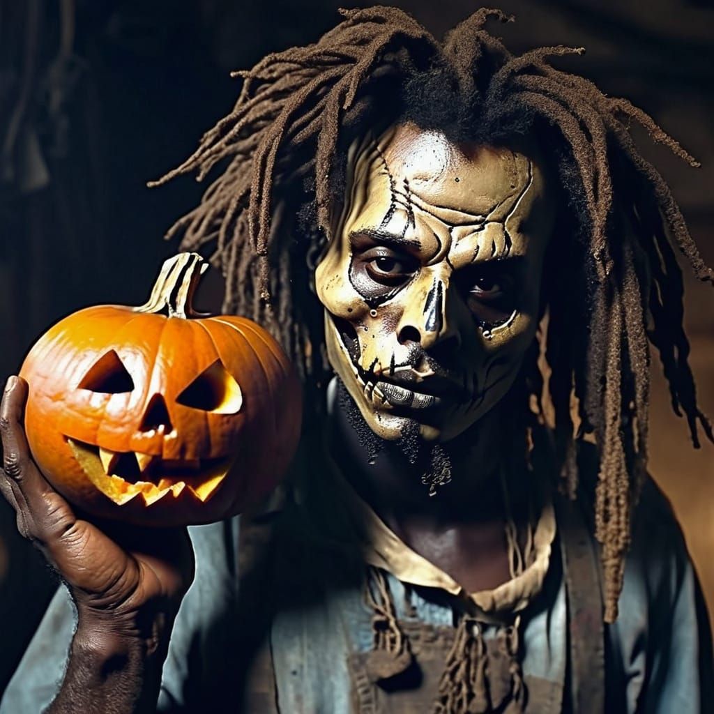 Ethereal Horror Portrait in Warm, Golden Tones