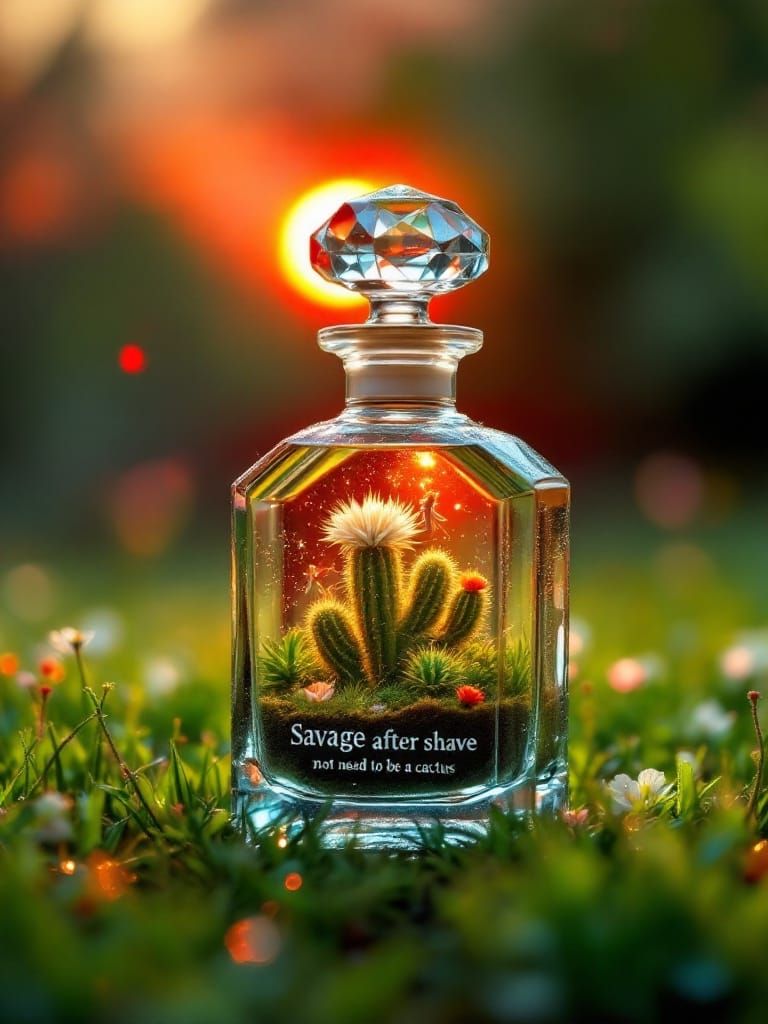 Ethereal Fairy Amidst Translucent Crystal and Lush Greenery