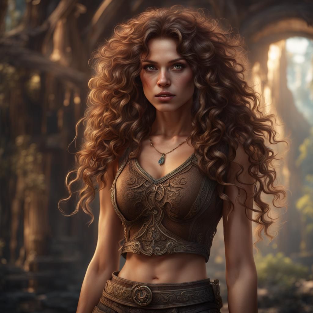 Fantasy Art: Woman with Brown Hair and Hazel Eyes