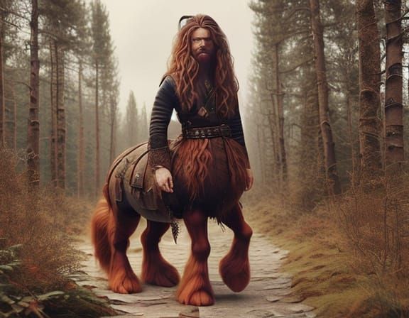 Fierce Winter Centaur in Ginger Hair and Furs