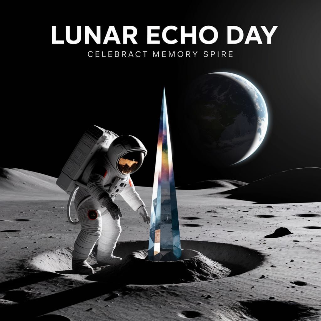 Astronaut Plants Crystal Spire on Moon for Lunar Echo Day