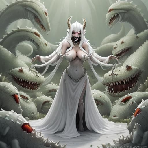 Cute Limbless Monster Girl with Sharp Teeth