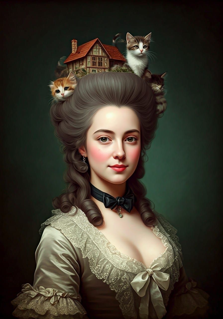 Lady with Kitten-House Hairstyle