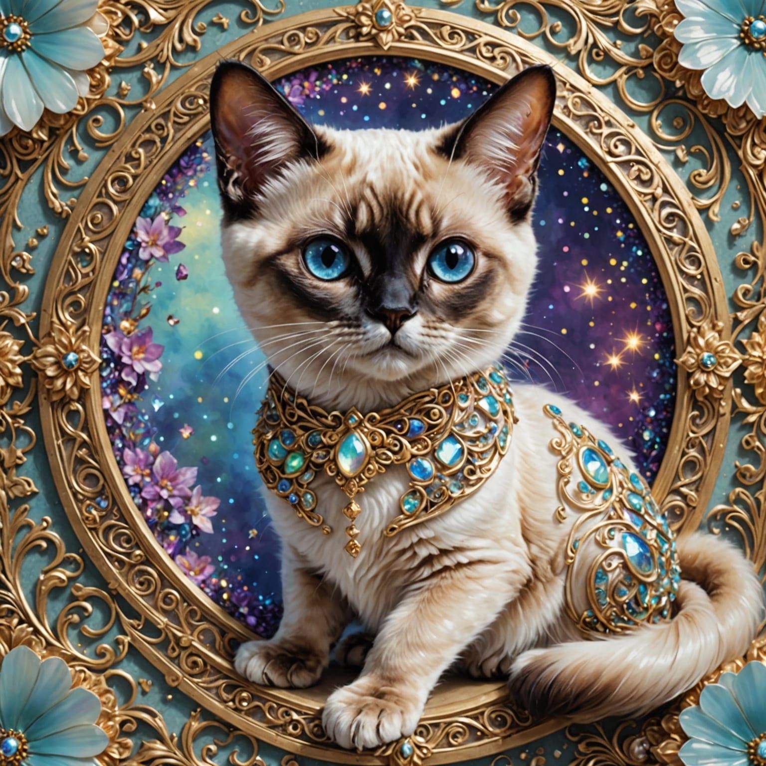Hyper-Realistic, Hyper-Detailed, Glittering Persian Siamese ...