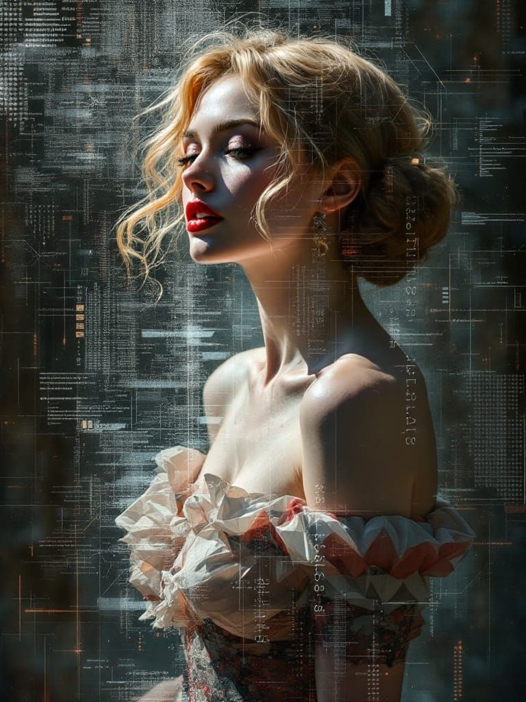 Glitch Art 1950s Woman in Fractal Style