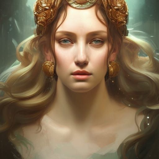 Hyperrealistic Portrait of Hera, Greek Goddess