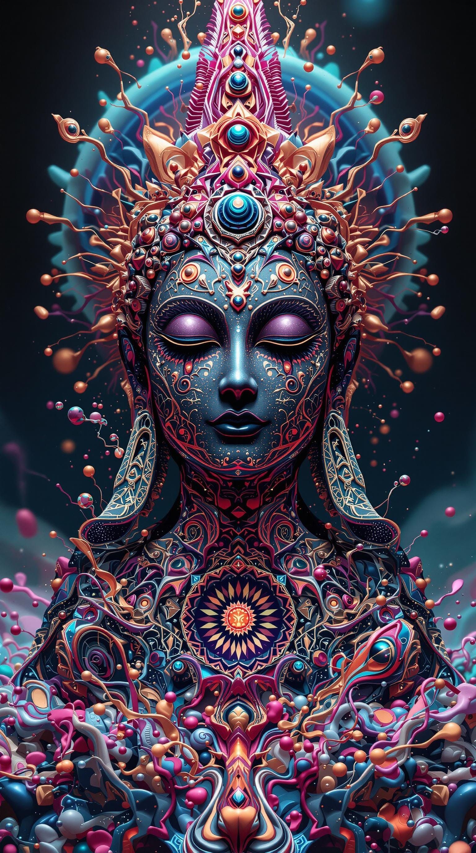 Psychedelic Glitch Art: Melting Buddha Demiurge in 3D