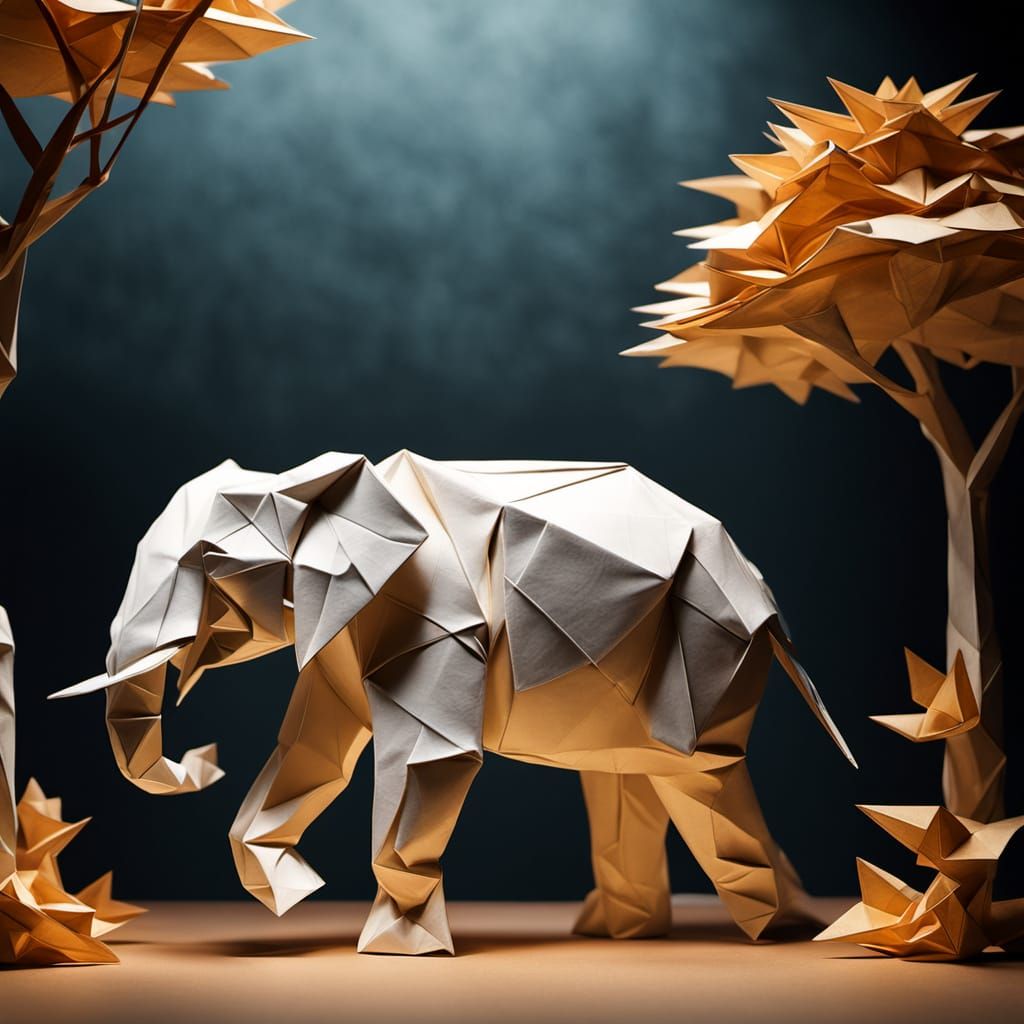Origami Animals in Paper Forest: 3D Animation