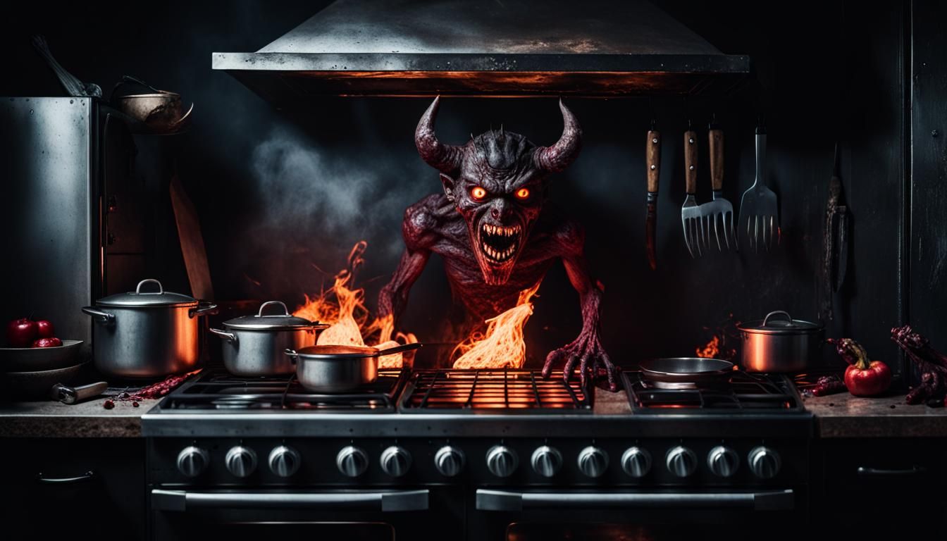 Demonic Kitchen Appliances in Dark Fantasy Art