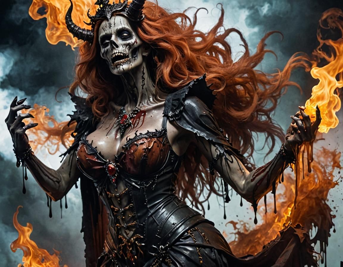 Decaying Zombie Lich Melts into Darkness