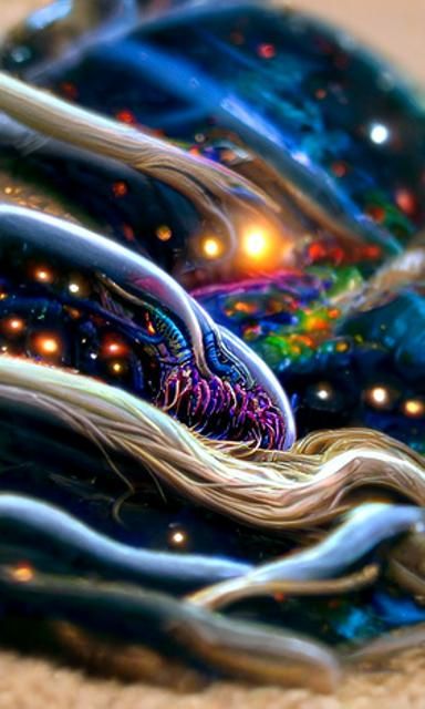 Goddess Floating in Galaxy of Colorful Stars