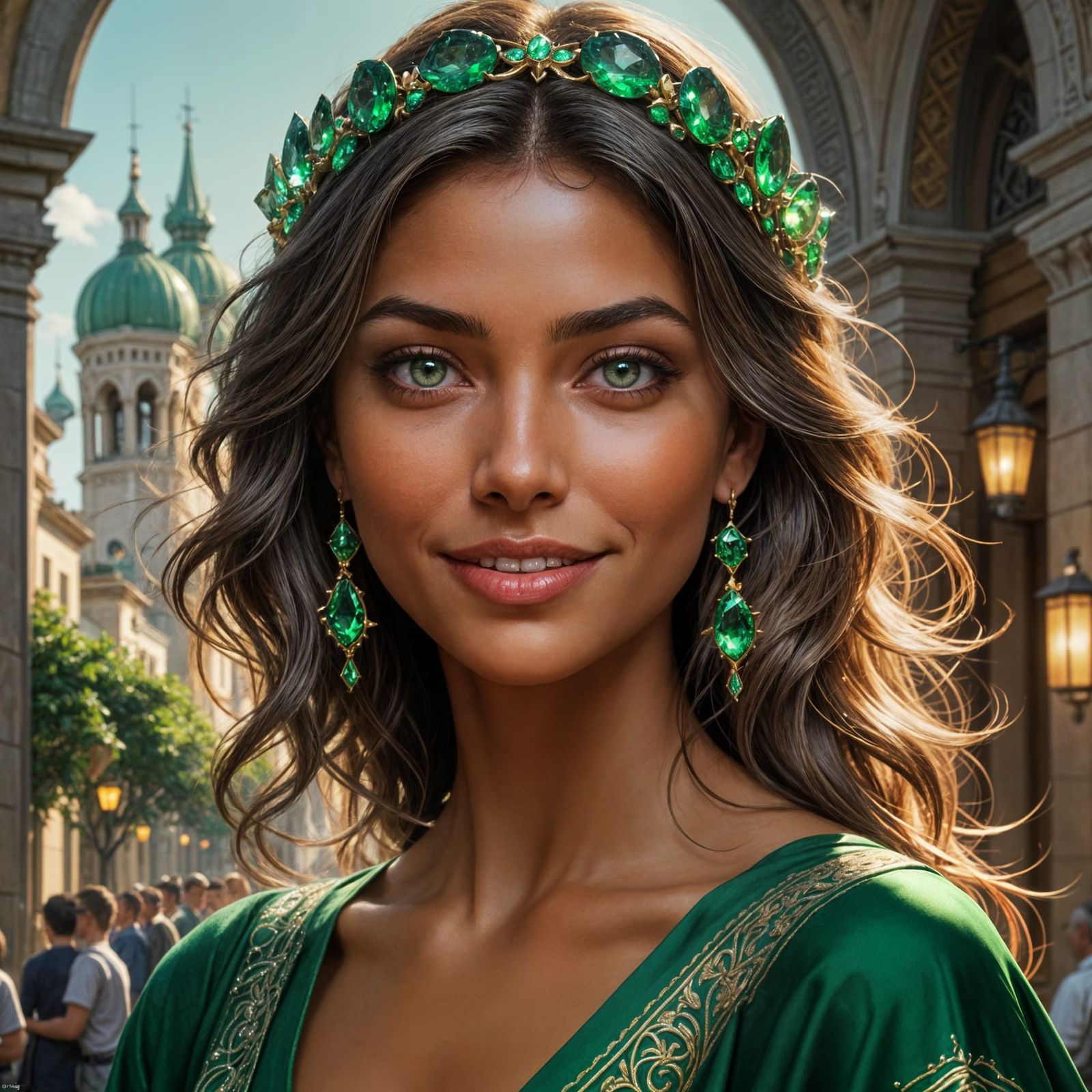 Radiant Italian Goddess in Emerald Eyes