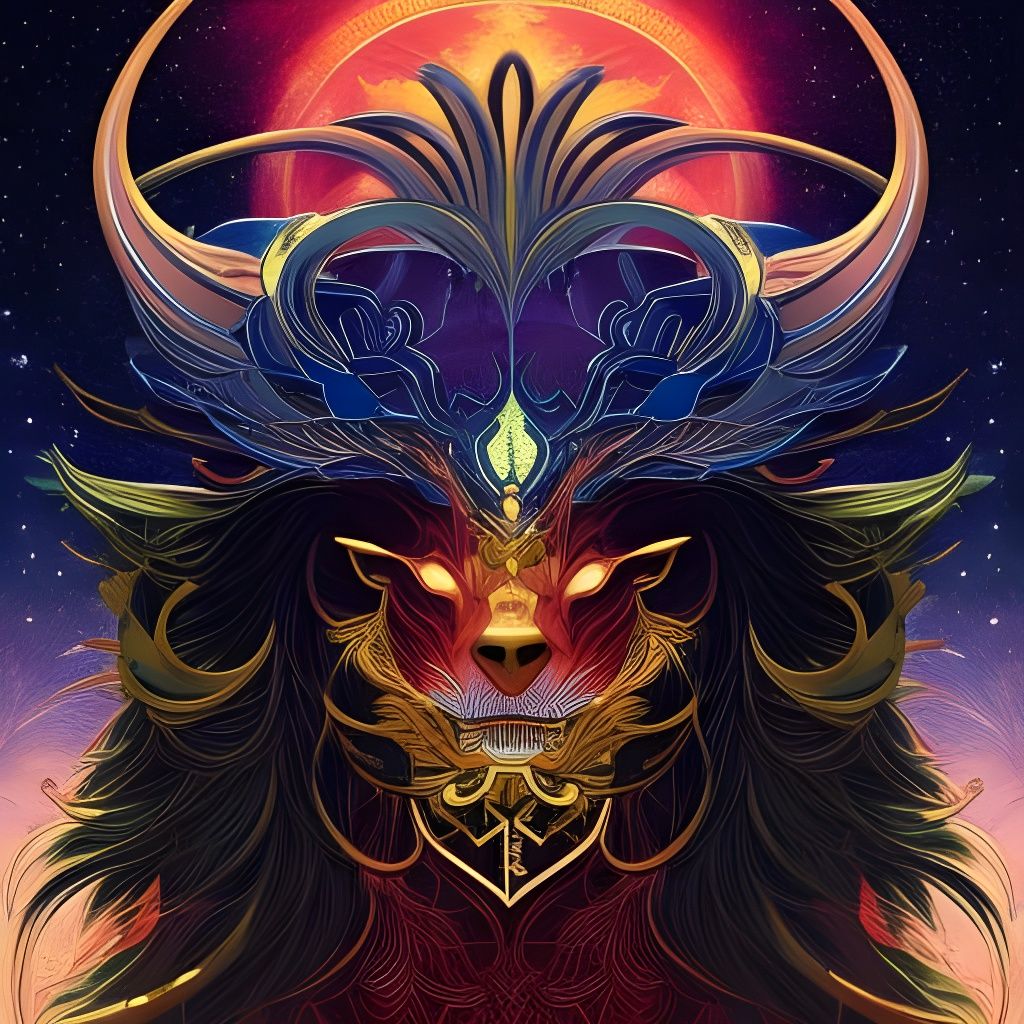 Celestial Minotaur in Dark Fantasy Style