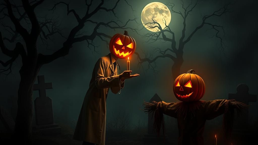 Eerie Doctor Offers Light in Surreal Graveyard Scene