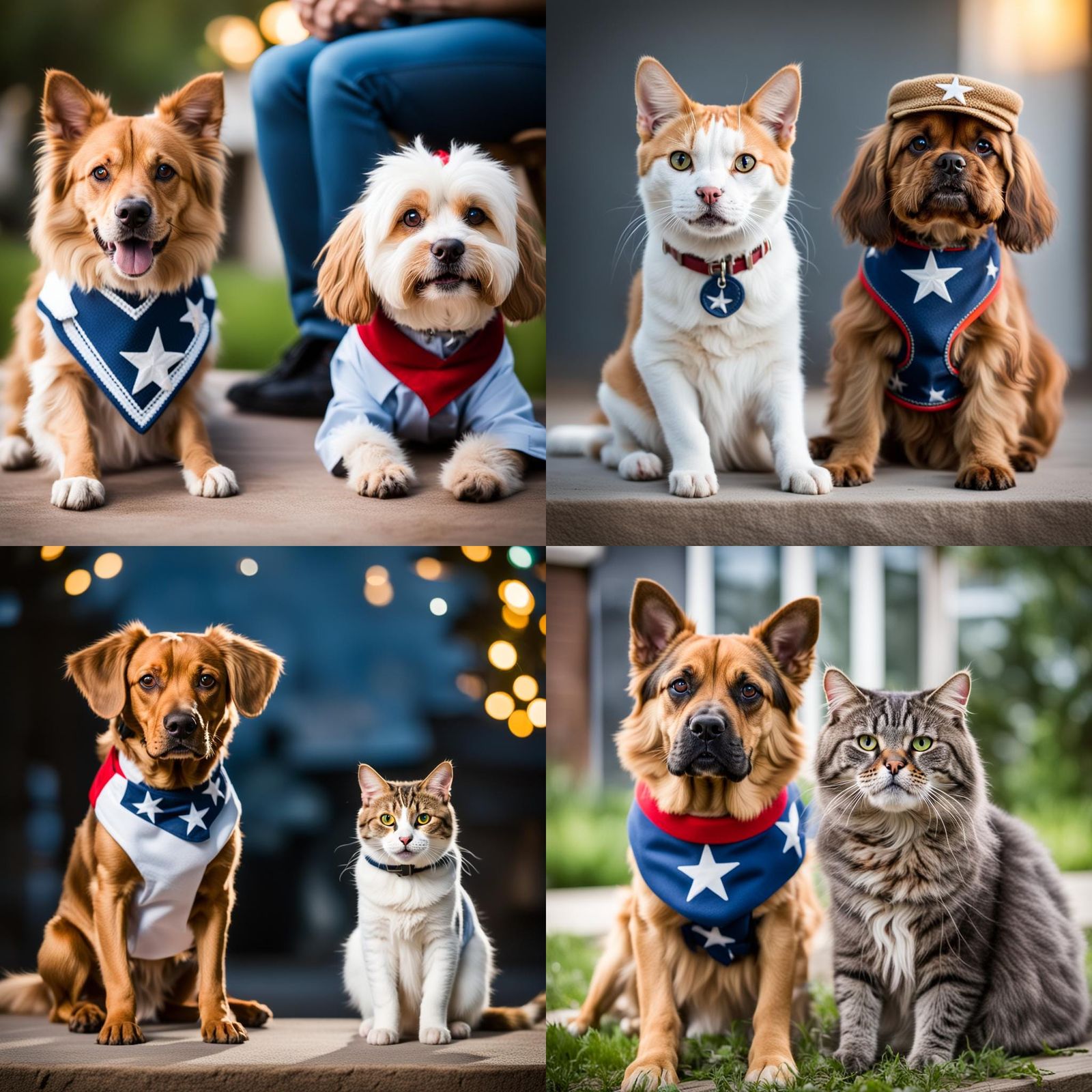 Dog and Cat Dressed as Texas, Professional Photo