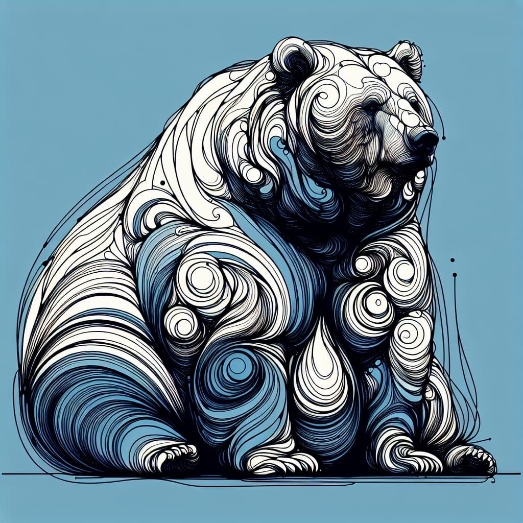 Minimalist Bear Portrait in Abstract Expressionist Style