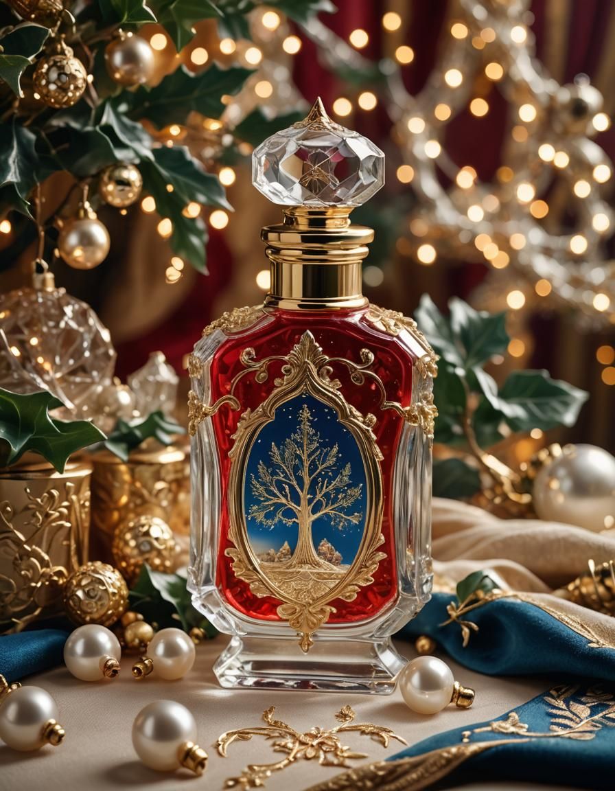 Luxury Crystal Perfume Bottle in Arabian Christmas Setting