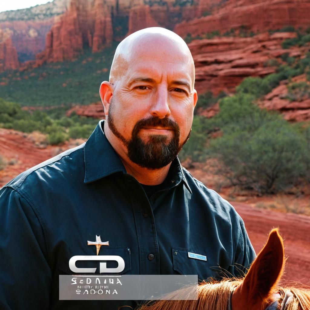 Cowboy Rides Quarter Horse on Sedona Trails