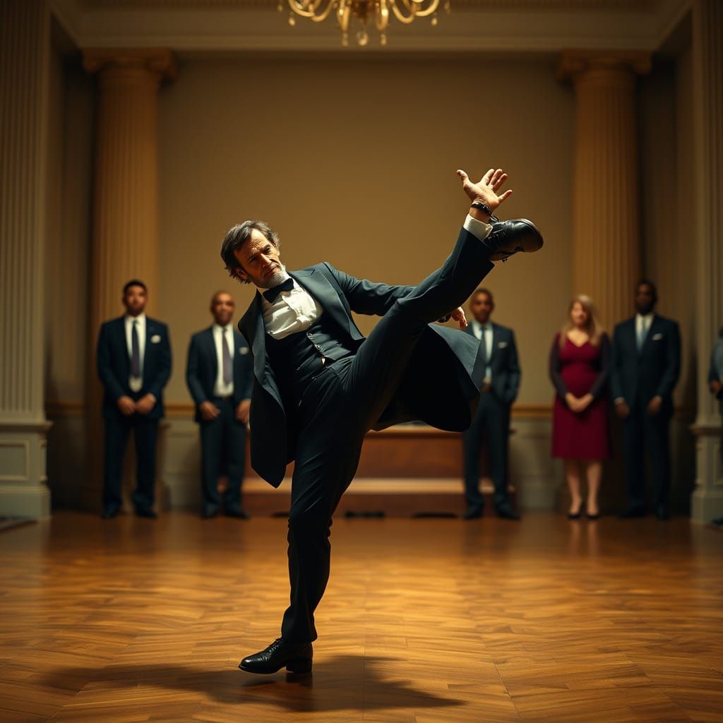 Abraham Lincoln in Breakdancing Hyper-Realism