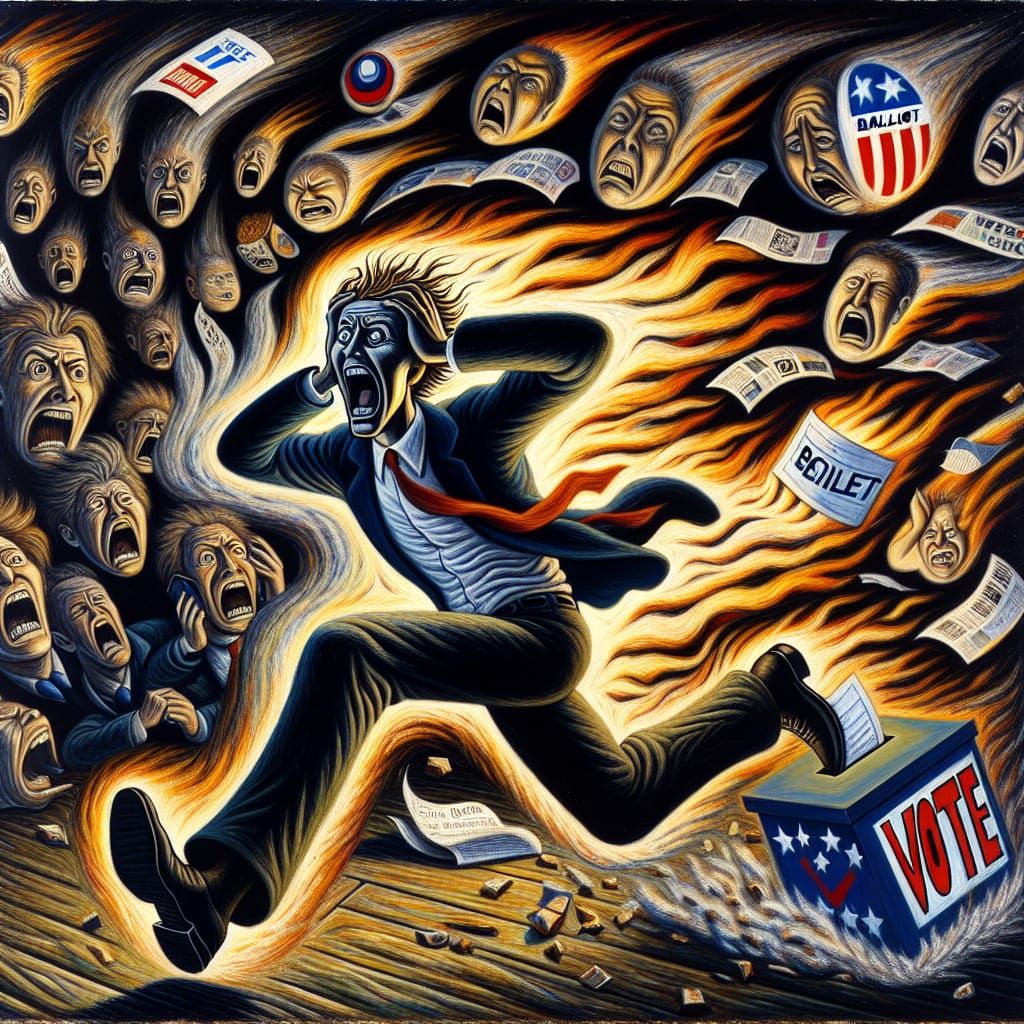 Frantic Voter's Race to the Ballot Box