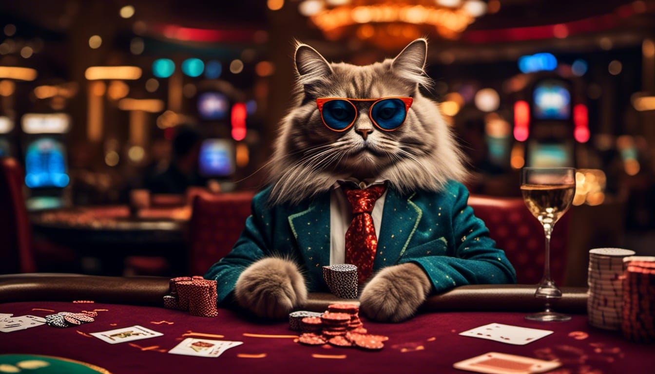 Suave Feline Poker Player at Casino Royale