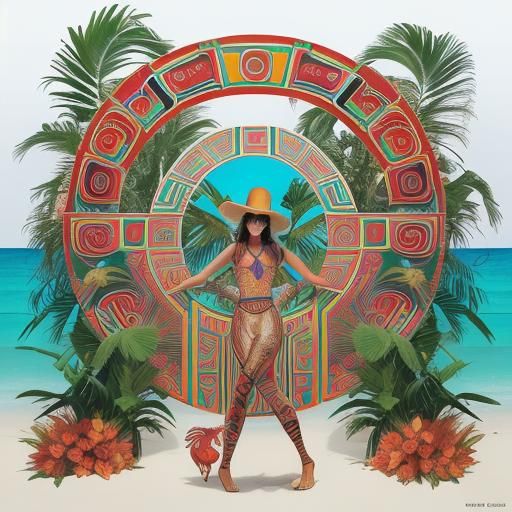 Art Deco Mayan Jungle Portal in Digital Pop Art