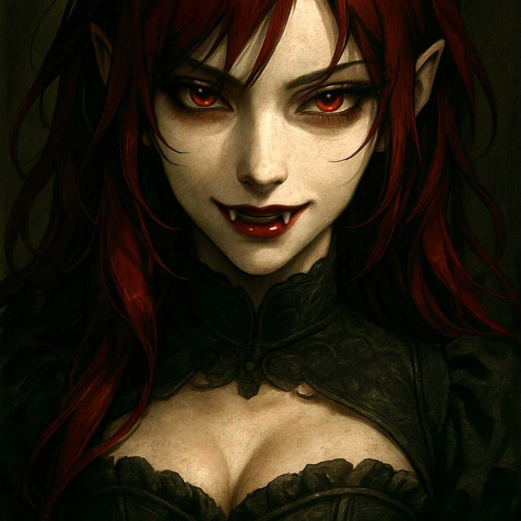 Victorian Vampire in Dark Fantasy Anime Style