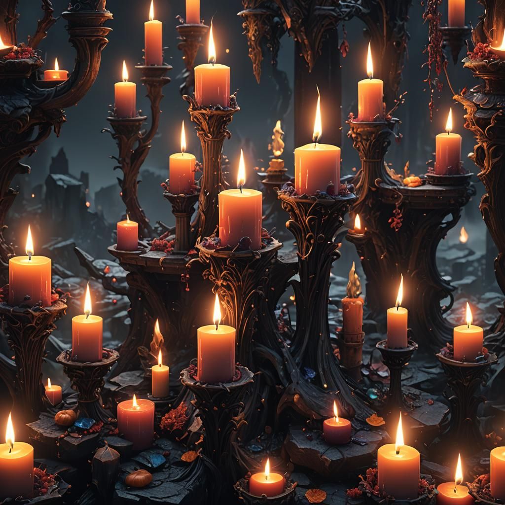 Burning Candle in Detailed Fantasy Art