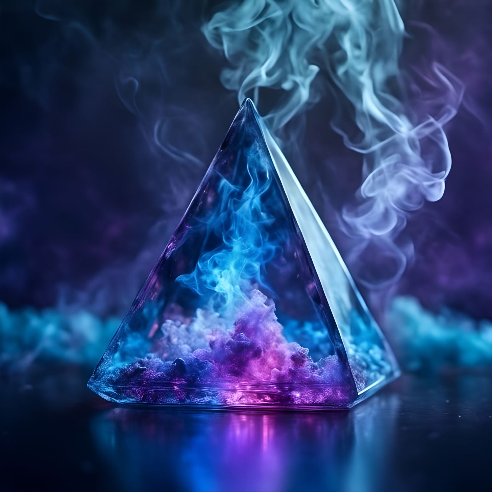 Glowing Glass Pyramid Radiating Cosmic Energy