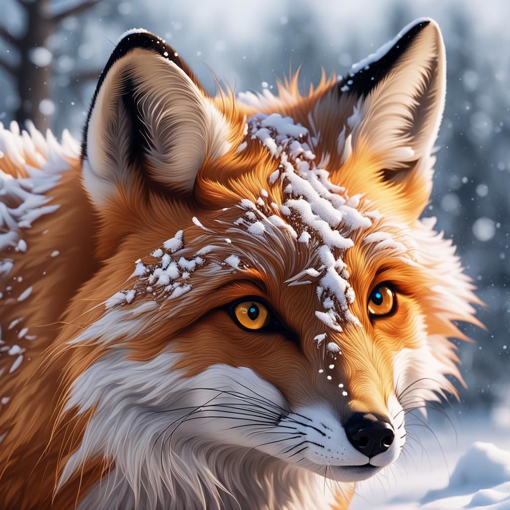 Enigmatic Fox in Snowy Landscape, Cinematic Colors